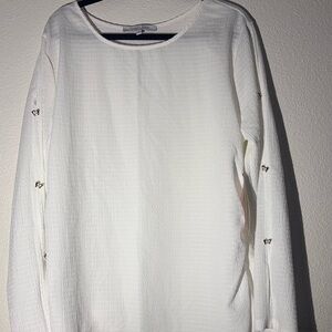 White Long Sleeve Blouse with Embellishments